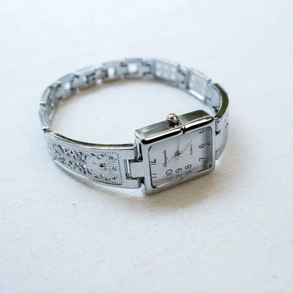 y2k silver rectangle stainless steel vintage quartz watch - Picture 4 of 9